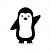 ペンギンの白黒シルエットイラスト02