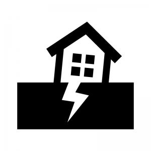 地震と家のシルエット02 無料のai Png白黒シルエットイラスト