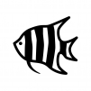 熱帯魚・エンゼルフィッシュの白黒シルエットイラスト02