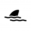 サメの背びれの白黒シルエットイラスト
