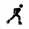 ローラースケートで滑る人の白黒シルエットイラスト02