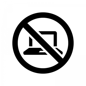 デジタル機器の使用禁止の白黒シルエットイラスト