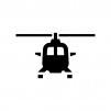ヘリコプター（正面）の白黒シルエットイラスト