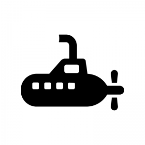 潜水艦の白黒シルエットイラスト03