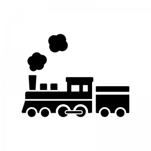 蒸気機関車の白黒シルエットイラスト04