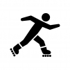 ローラースケートで滑る人の白黒シルエットイラスト