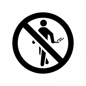 歩きタバコ禁止の白黒シルエットイラスト