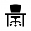 椅子と机の白黒シルエットイラスト02