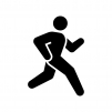 陸上・マラソンなどの走る競技の白黒シルエットイラスト