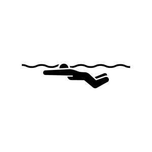 水泳・平泳ぎの白黒シルエットイラスト02
