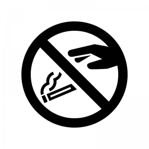 タバコのポイ捨て禁止の白黒シルエットイラスト