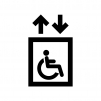 車椅子使用者用のエレベーターの白黒シルエットイラスト