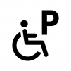 車椅子使用者用の駐車場の白黒シルエットイラスト