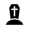 十字架のお墓の白黒シルエットイラスト