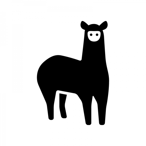 アルパカ製動物シルエット ファーラグ アルパカのシルエット02 | 無料のAi・PNG白黒シルエットイラスト