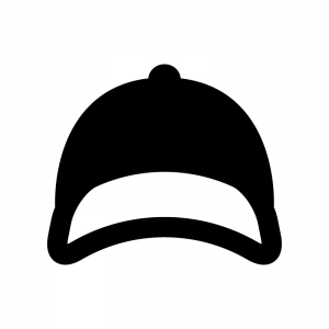 野球帽の白黒シルエットイラスト03