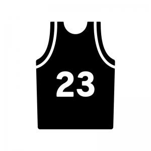 バスケットボールのユニフォームの白黒シルエットイラスト02