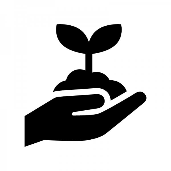 手で苗植えのシルエット | 無料のAi・PNG白黒シルエットイラスト