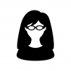 メガネをかけた女性の白黒シルエットイラスト02