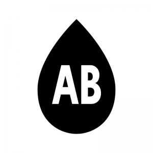 AB型の血液型の白黒シルエットイラスト