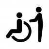 車椅子の介護の白黒シルエットイラスト02