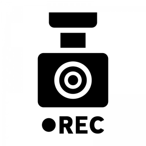 ドライブレコーダー（ドラレコ）で録画の白黒シルエットイラスト02