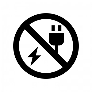 電源や充電コード等の使用禁止の白黒シルエットイラスト02