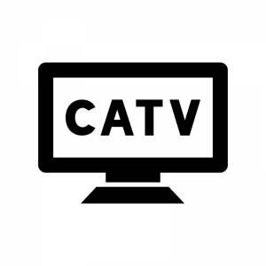 CATV（ケーブルテレビ）の白黒シルエットイラスト