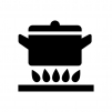 鍋とガスコンロの白黒シルエットイラスト