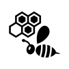 蜂と蜂の巣の白黒シルエットイラスト