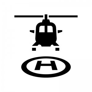 ヘリポートの白黒シルエットイラスト02