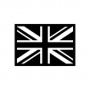 イギリス国旗・ユニオンジャックの白黒シルエットイラスト