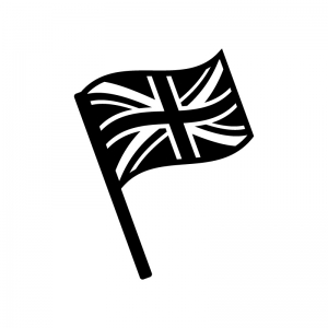 イギリス国旗・ユニオンジャックの白黒シルエットイラスト02