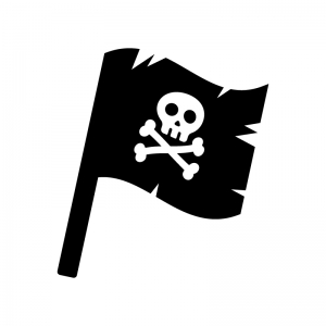 海賊旗の白黒シルエットイラスト02