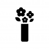 花瓶と花の白黒シルエットイラスト