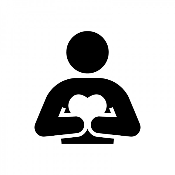 ハートと人物のシルエット03 | 無料のAi・PNG白黒シルエットイラスト