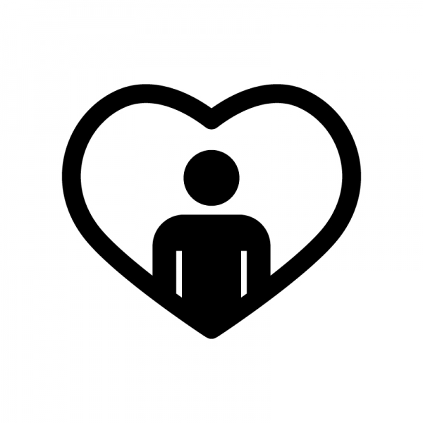 ハートと人物のシルエット02 | 無料のAi・PNG白黒シルエットイラスト