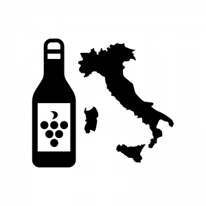 イタリア産ワインのシルエットイラスト