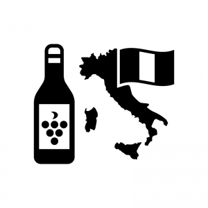 イタリア産ワインのシルエットイラスト02