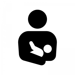 赤ちゃんを抱っこ・子育ての白黒シルエットイラスト02