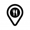 レストラン・飲食店の地図マーカーの白黒シルエットイラスト02