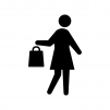 ショッピングをする女性の白黒シルエットイラスト