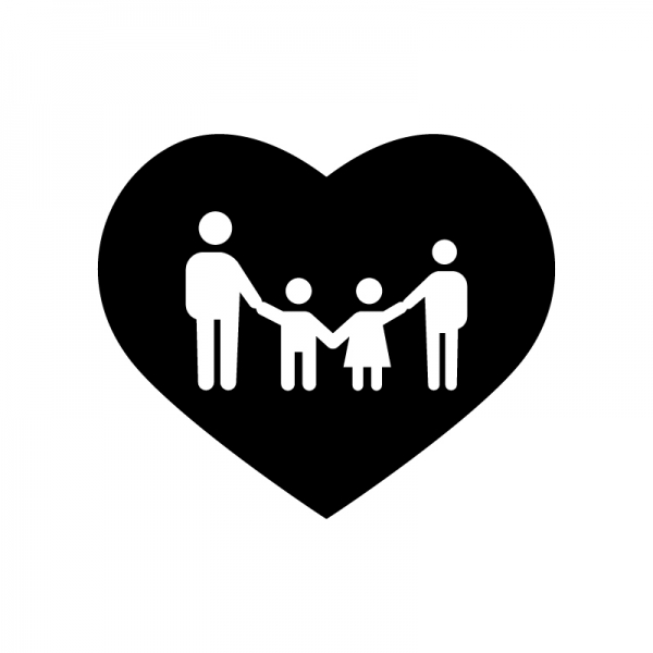 ハートフルな家族連れのシルエット | 無料のAi・PNG白黒シルエットイラスト