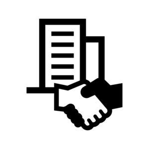 提携や合併の白黒シルエットイラスト