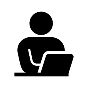 PC入力作業の白黒シルエットイラスト