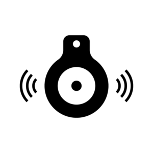 スマートタグ（忘れ物防止タグ）の白黒シルエット