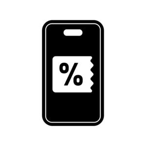 WEBクーポン券の白黒シルエットイラスト