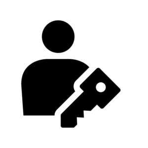 安全なログインの白黒シルエットイラスト