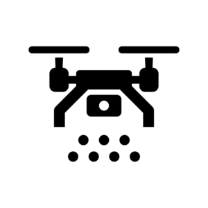 農業用ドローンの白黒シルエットイラスト