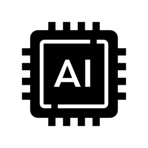 AI／半導体の白黒シルエットイラスト
